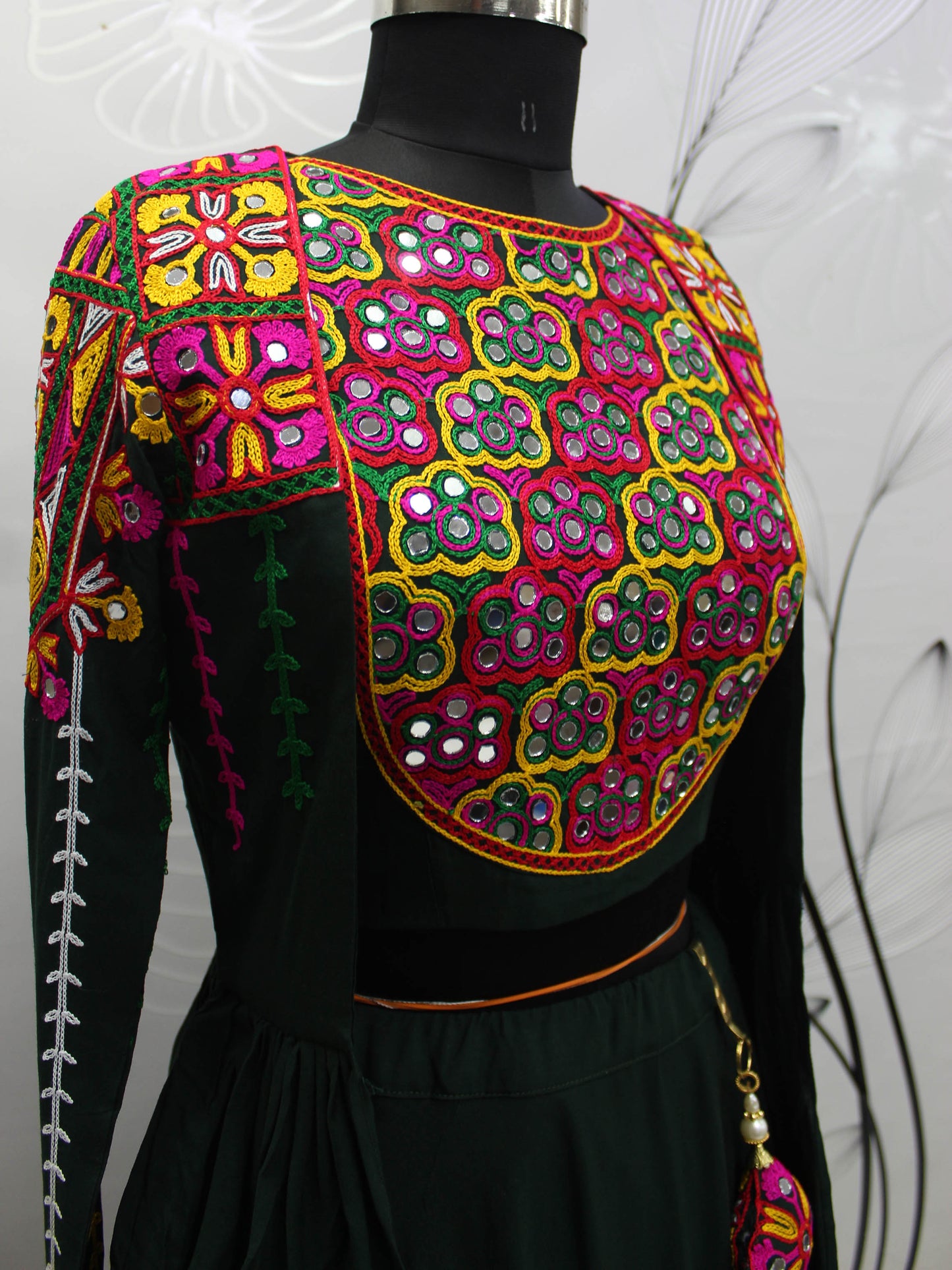 Myra Green Koti Style Viscose Rayon Embroidered Designer Navratri Special Lehenga