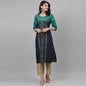 Maai Rayon Hand Printed Kurta Blue