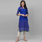 Maai Rayon Hand Printed Kurta Blue