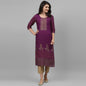 Maai Rayon Hand Printed Kurta Purple