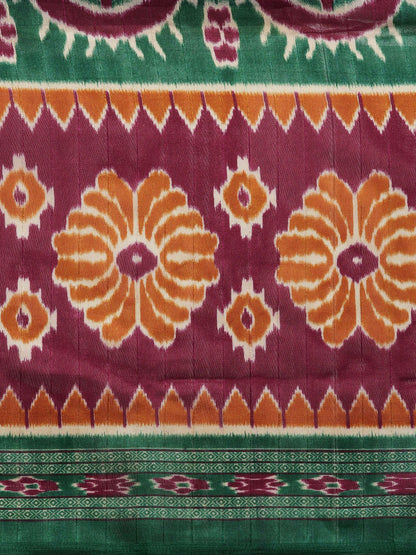 Saree Mall Magenta & Green Printed Bhagalpuri Saree