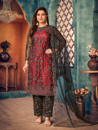 Myra Black Heavy Embroidered Pant Style Suit