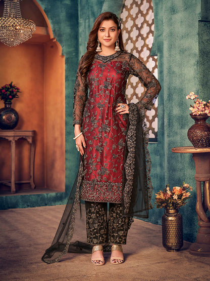 Myra Black Heavy Embroidered Pant Style Suit