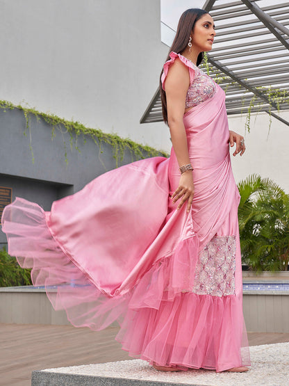 Tikhi Imli Sequinned Satin Ready to Wear Saree