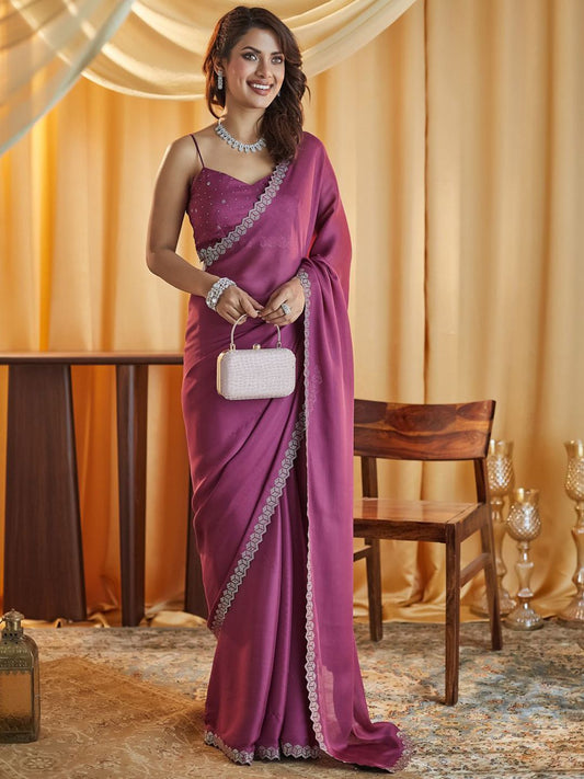 kasee Beads and Stones Pure Chiffon Saree