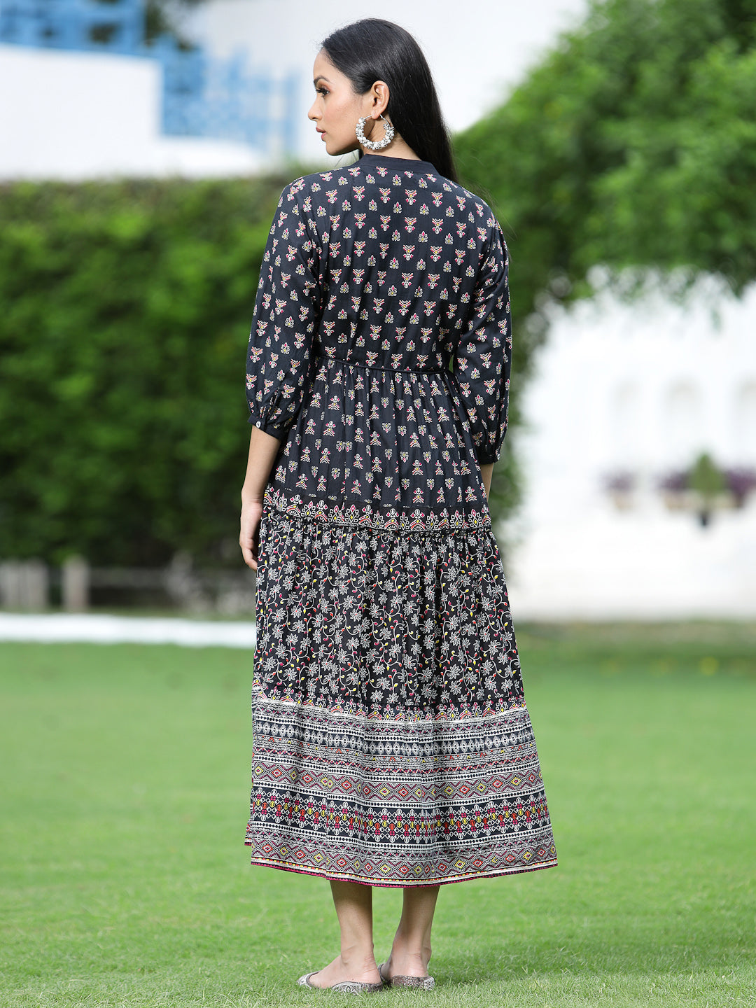 Juniper Womens Black Cambric Printed Dress
