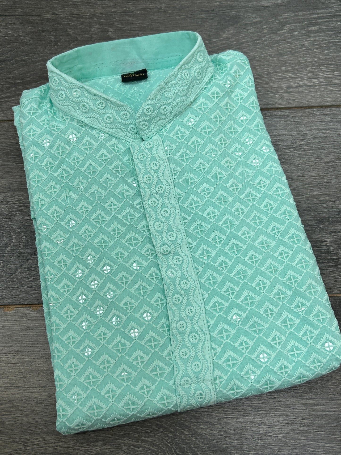 Rayon short kurta : sea green