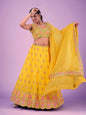 Myra Yellow Georgette Embroidered Designer Lehenga
