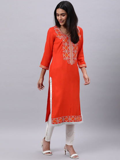 Souchii Women Ethnic Motifs Yoke Design Thread Work Beautiful Kurta