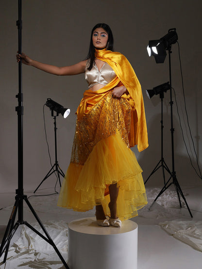 Tikhi Imli Satin embroidered Ready to Wear Saree