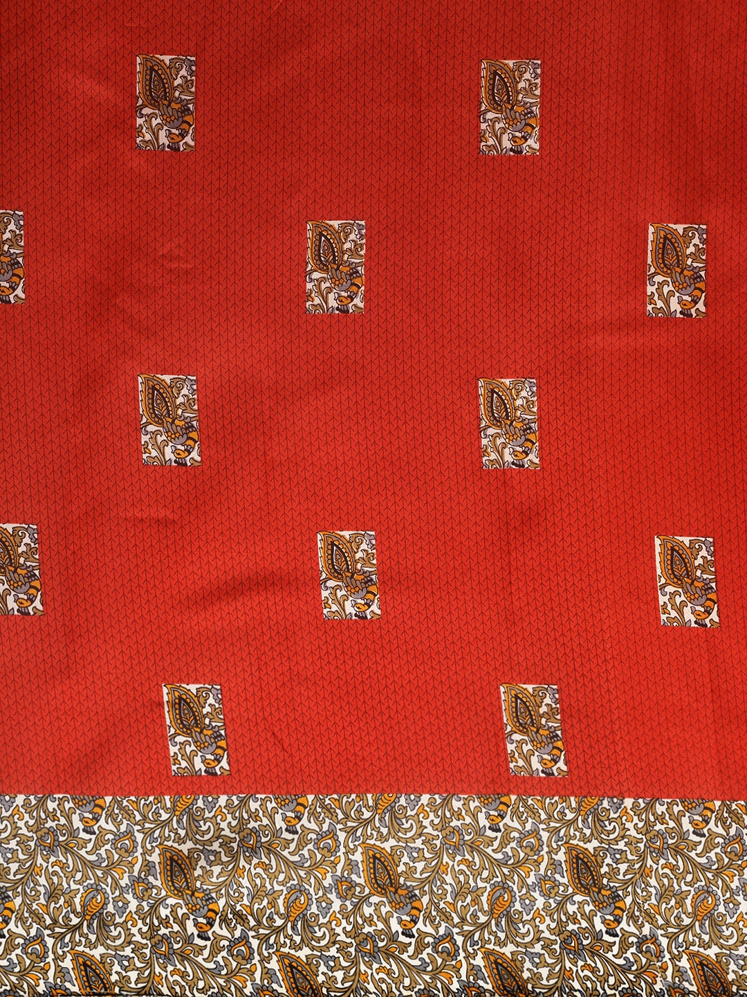 Saree Mall Rust Red & Orange Art Silk Printed Bhagalpuri Saree
