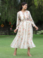 Juniper Womens Off White Floral Printed Maxi Dress With Bead Handwork