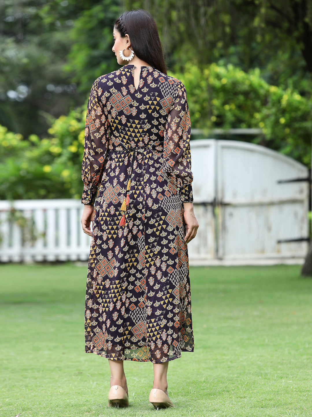Juniper Womens Multi Chiffon Digital Printed Maxi Dress