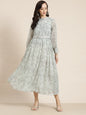 Juniper Womens Sagegreen Chiffon Digital Floral Printed Maxi Dress