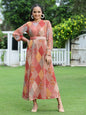 Juniper Womens Maroon Multi Chiffon Digital Printed Maxi Dress