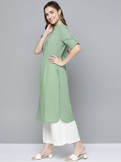 HERE&NOW Women Mint Green Pakistani Style Kurta