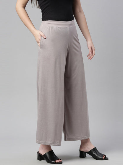 Souchii Women Grey Knitted Palazzos