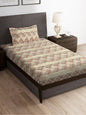 Story@home Brown & White Striped Microfiber 180 TC Bedsheet With Pillow Cover
