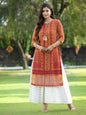 Juniper Womens Mustard Chiffon Printed Straight Kurta