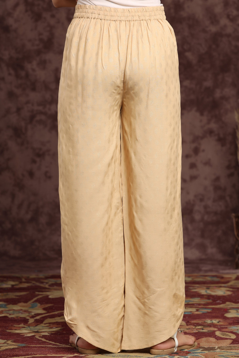 Juniper Women's Gold Rayon Printed Tulip Dhoti Pant
