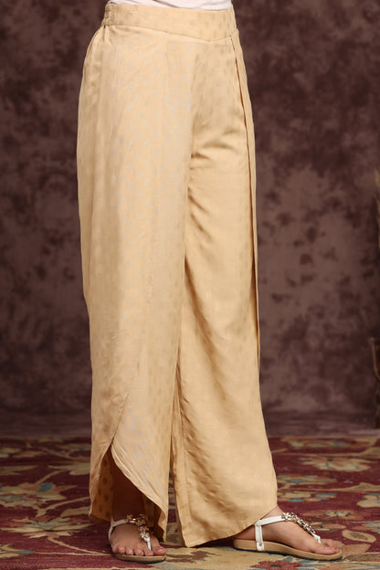 Juniper Women's Gold Rayon Printed Tulip Dhoti Pant
