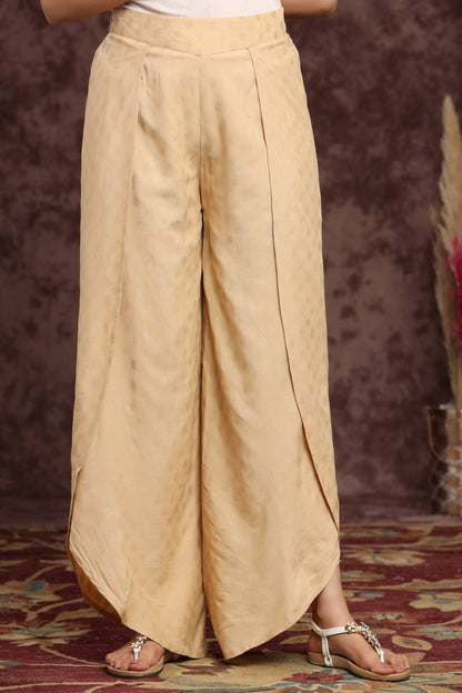 Juniper Women's Gold Rayon Printed Tulip Dhoti Pant