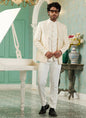 Raivat Ethnic Art Silk Embroidery and Thread Work Jodhpuri in Cream Colour