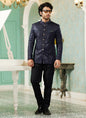Raivat Ethnic Art Silk Embroidery and Thread Work Jodhpuri in Navy Blue Colour