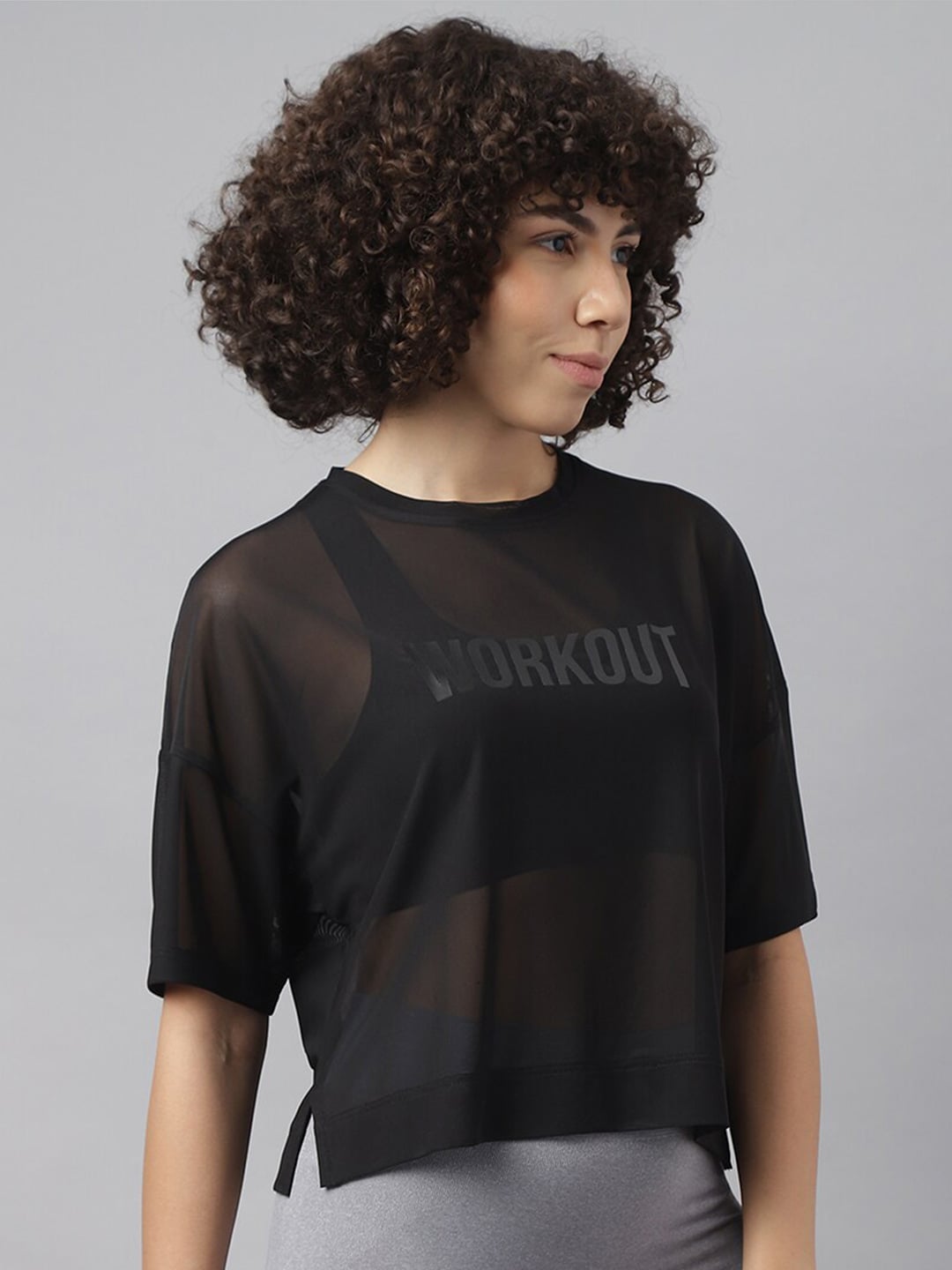 MKH Women Typography Printed Dri-FIT Sports T-Shirt