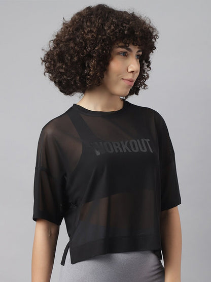 MKH Women Typography Printed Dri-FIT Sports T-Shirt