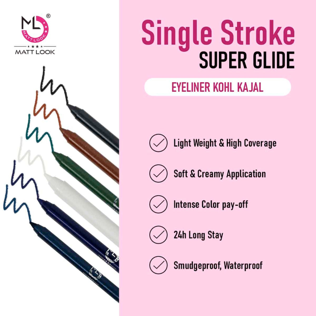 Matt Look Single Stroke Eyeliner Kohl Kajal - Royal Blue