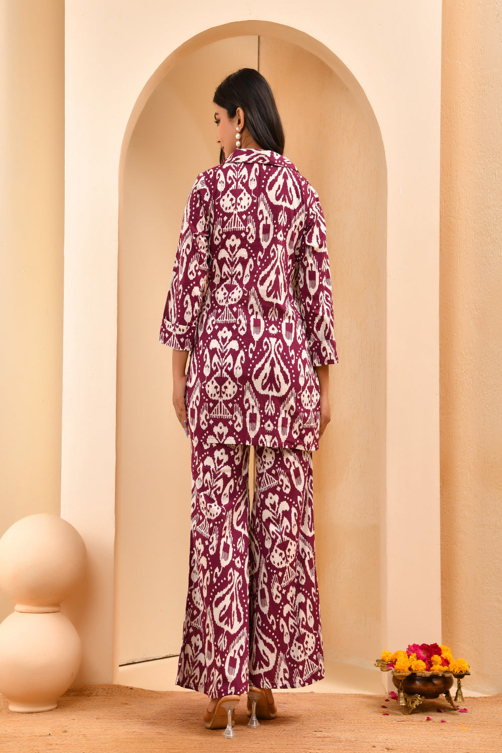 Vaasva Women Ikat Cord Set With Bell Bottom Pants