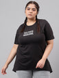 MKH Plus Size Typography Printed Drop Shoulder Sleeves Relaxed Fit Dri-FIT Sports T-Shirt