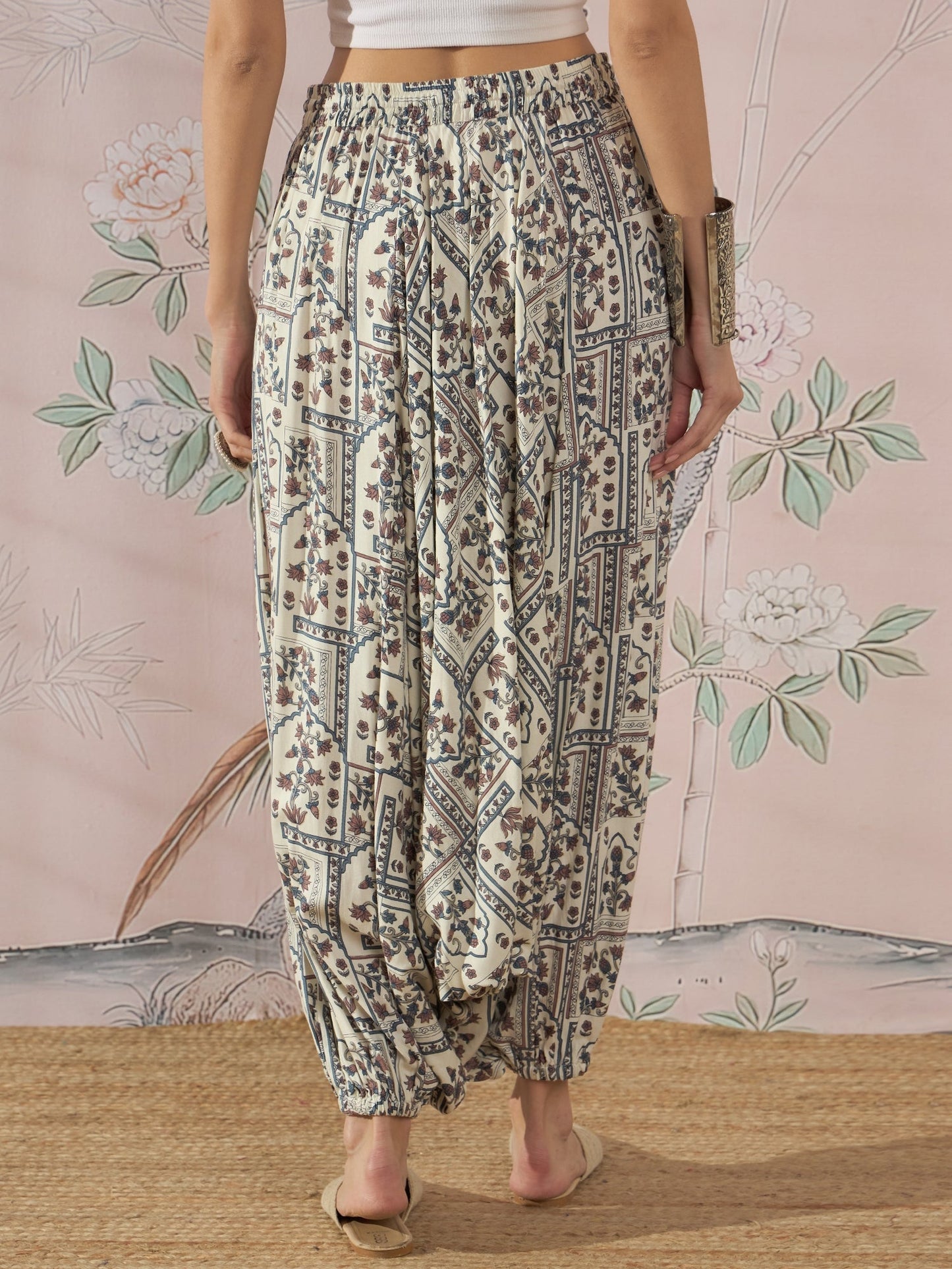 InWeave Cadet Blue Ethnic Window Harem Pant