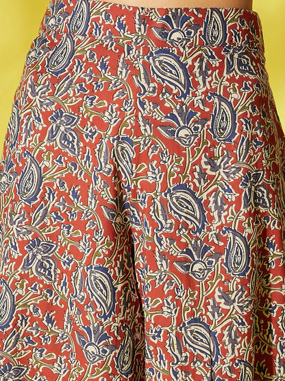 InWeave Women's Maroon Kalamkari Strappy Set