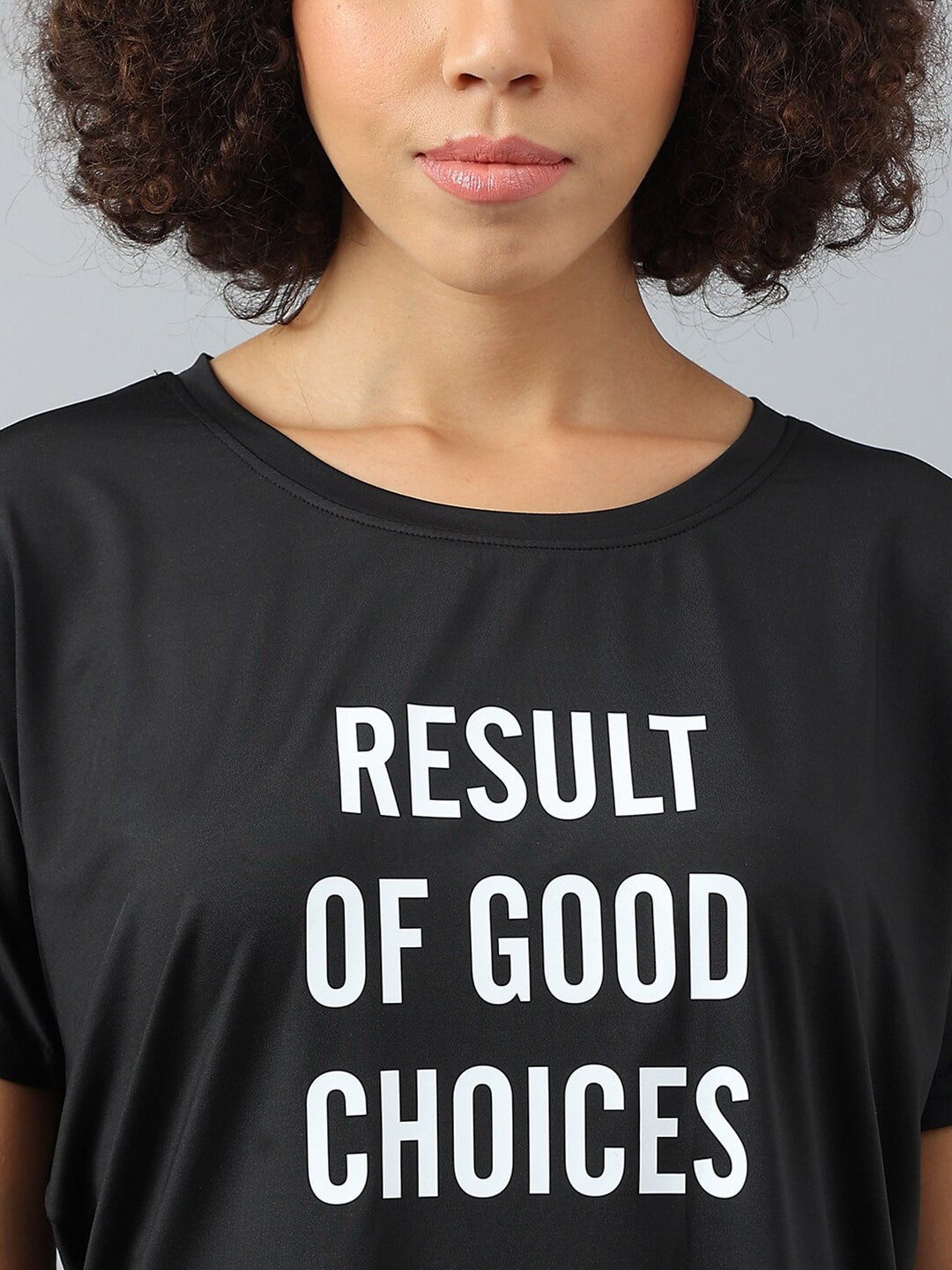 MKH Women Typography Printed Dri-FIT Sports T-shirt