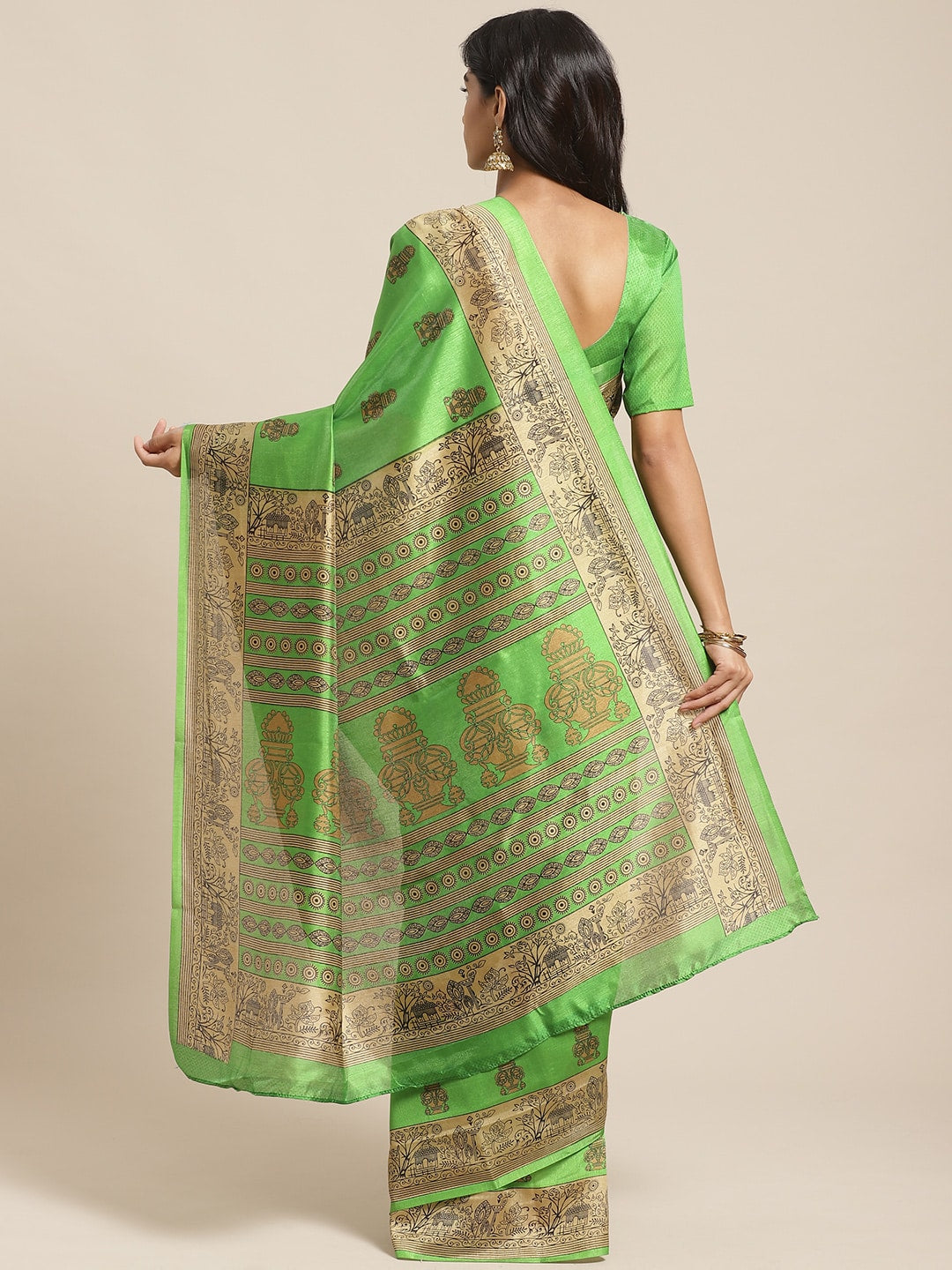 Saree Mall Green & Beige Printed Saree