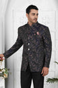 Raivat Ethnic Jacquard Silk Thread Work Jodhpuri In Black Colour