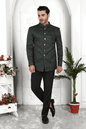 Raivat Ethnic Jacquard Silk Thread Work Jodhpuri In Dark Green Colour