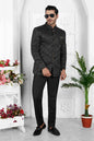 Raivat Ethnic Jacquard Silk Thread Work Jodhpuri In Black Colour