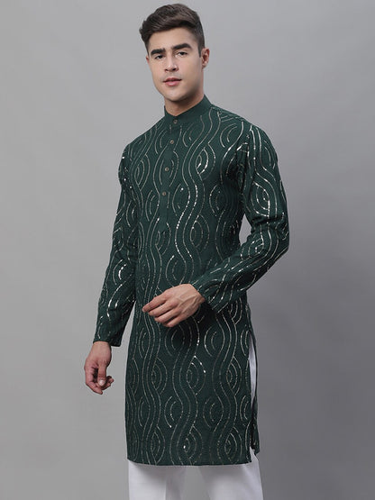 Sojanya Band Collar Sequined Pure Cotton Kurta