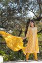 Juniper Women Yellow Georgette Printed Flared Kurta Sets