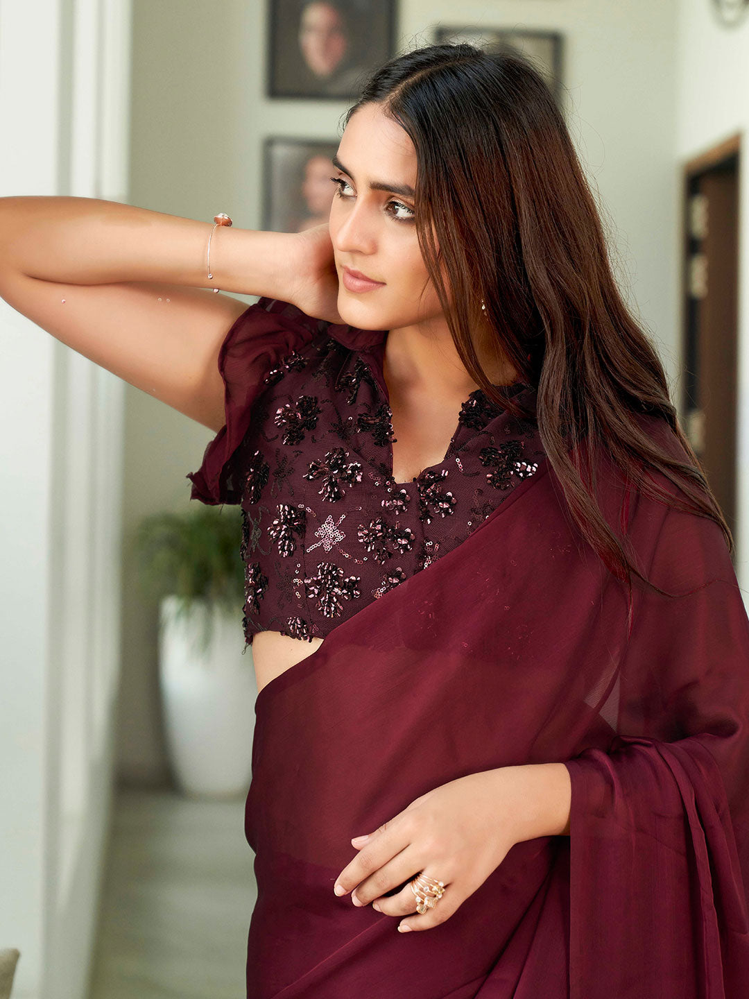 Tikhi Imli Solid Satin Saree