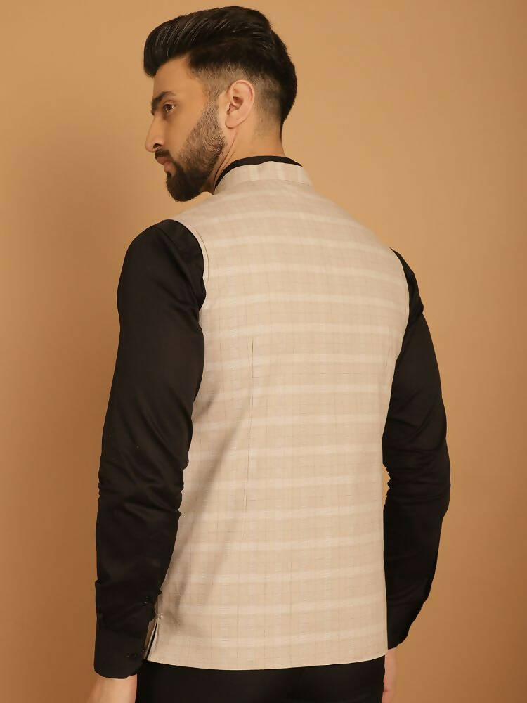 Even Apparels Nehru Jacket With Welt Pockets - Beige
