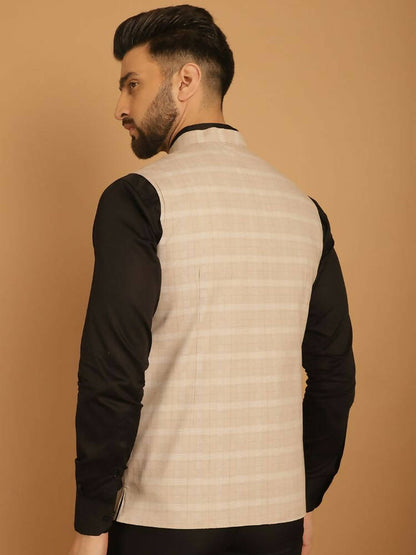 Even Apparels Nehru Jacket With Welt Pockets - Beige