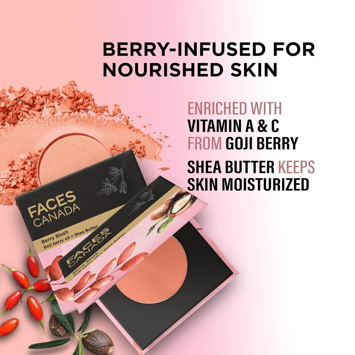 Faces Canada Berry Blush Powder With Goji Berry Oil & Shea Butter