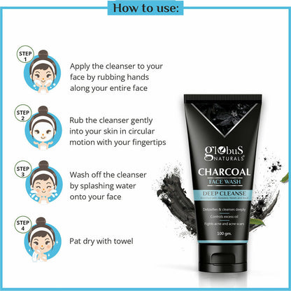Globus Naturals Charcoal Face Wash