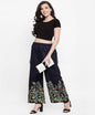 Mominos Fashion Navy Blue Floral Design Palazzo