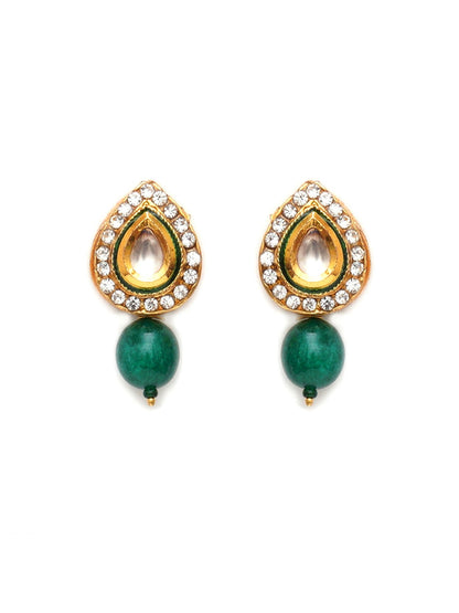 Emerald Stone Kundan Studs (Gold) - Ruby Raang