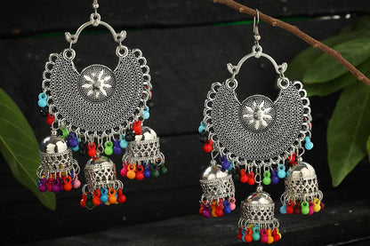 Mominos Fashion Johar Kamal Women's Oxidised Multicolour Earrings
